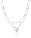 Adornia Silver Tarnish Resistant Confetti And Paperclip Layered Initial Toggle Necklace In Letter P