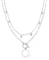 Adornia Silver Tarnish Resistant Confetti And Paperclip Layered Initial Toggle Necklace In Letter Q