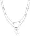 Adornia Silver Tarnish Resistant Confetti And Paperclip Layered Initial Toggle Necklace In Letter R
