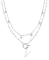 Adornia Silver Tarnish Resistant Confetti And Paperclip Layered Initial Toggle Necklace In Letter V