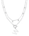 Adornia Silver Tarnish Resistant Confetti And Paperclip Layered Initial Toggle Necklace In Letter W