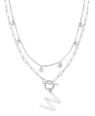 Adornia Silver Tarnish Resistant Confetti And Paperclip Layered Initial Toggle Necklace In Silver-w