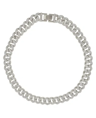 Adornia Silver-tone Plated Crystal Thick Cuban Curb Chain Necklace