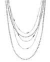 Adornia Set Of 2 Rhodium Plated Layered Tennis Necklaces In Silver
