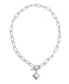 Adornia Silver Plated Mother-of-pearl Flower Paper Clip Chain Toggle Necklace In White
