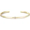 Adornia 14k Gold Plated Skinny Cuff With Cz Stone In Gold