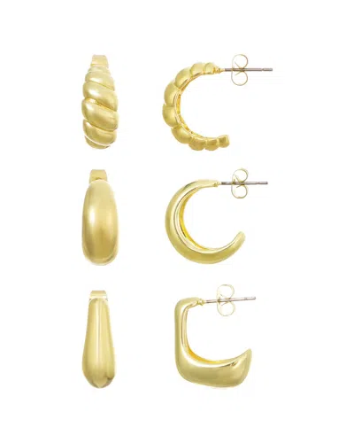 Adornia 14k Gold Plated Chunky 3-piece Hoop Earring Set