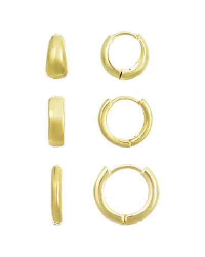 Adornia 14k Gold Plated Huggie Hoop 3-piece Earring Set