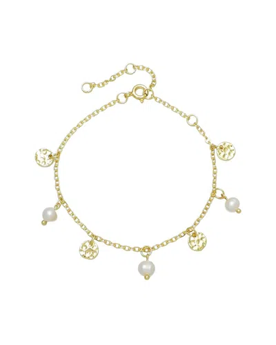 Adornia 14k Gold Plated Freshwater Pearl And Coin Charm Bracelet