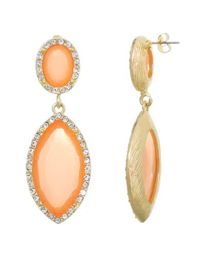 Adornia Gold Plated Peach Crystal Statement Earrings In Orange