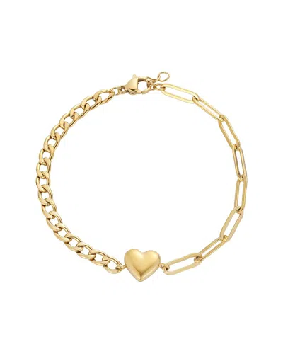 Adornia Tarnish Resistant 18k Gold Plated Heart Mixed Chain Bracelet