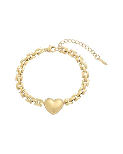 Adornia Tarnish Resistant 18k Gold Plated Heart Grid Chain Bracelet