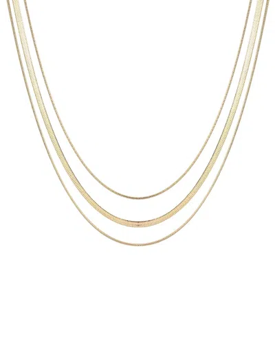 Adornia Tarnish Resistant 18k Gold Plated Layered Herringbone Necklace Set