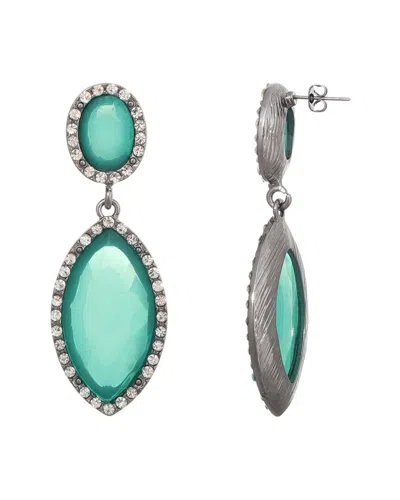 Adornia Silver Aqua Green Crystal Statement Earrings