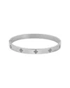 Adornia Stainless Steel Cz Pave Clover Cuff Bracelet