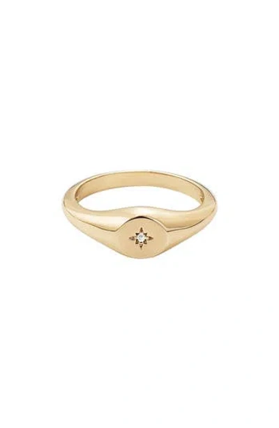 Adornia Starburst Cz Signet Ring In Gold