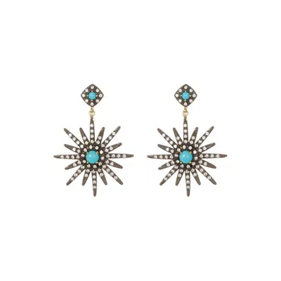 Adornia Starburst Earrings Silver In Blue