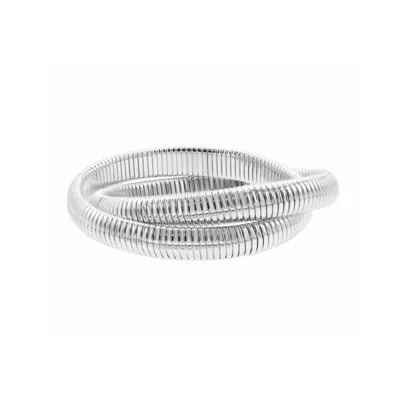 Adornia Sterling Silver Plated 2-layer Omega Chain Bacelet