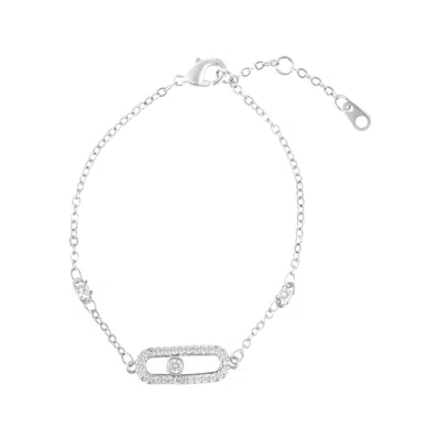 Adornia Sterling Silver Plated Adjustable Cz Dancing Stone Bracelet