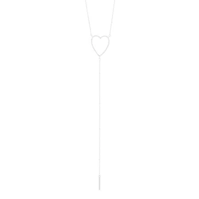 Adornia Sterling Silver Plated Adjustable Cz Heart Y-necklace