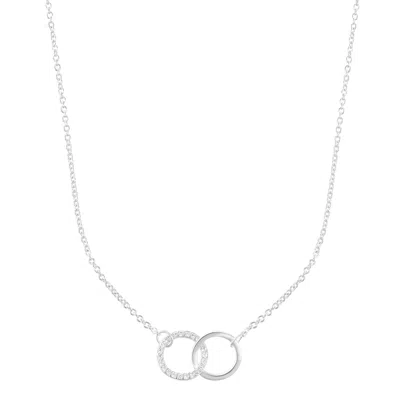 Adornia Sterling Silver Plated Adjustable Pave Cz Rings Necklace