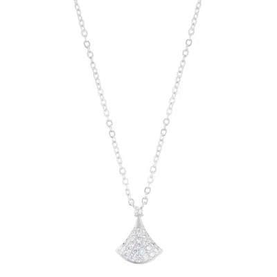 Adornia Sterling Silver Plated Pave Cz Leaf Pendant Necklace