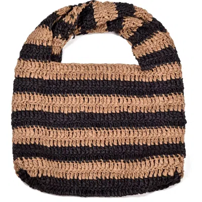 Adornia Striped Raffia Hobo Bag