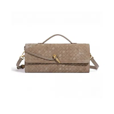 Adornia Suede Tan Woven Baguette Bag In Brown