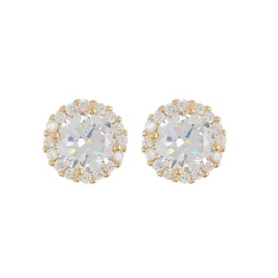 Adornia 14k Yellow Gold Plated Swarovski Crystal Halo Stud Earrings