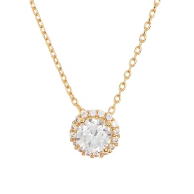 Adornia Swarovski Crystal Halo Necklace Gold In Yellow