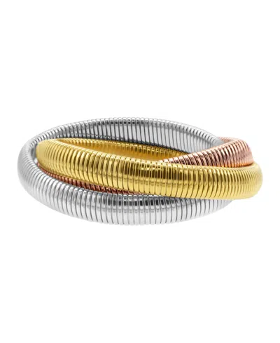 Adornia Tarnish Resistant 14k Gold-plated 3-layer Tri-color Omega Chain Bracelet In Multi