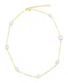 ADORNIA TARNISH RESISTANT 14K GOLD-PLATED ADJUSTABLE STATION CULTURED FRESHWATER PEARL NECKLACE