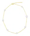 Adornia Tarnish Resistant 14k Gold-plated Adjustable Station Cultured Freshwater Pearl Necklace In White