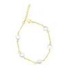 Adornia Tarnish Resistant 14k Gold Plated Adjustable Station Freshwater Pearl Bracelet In Silver