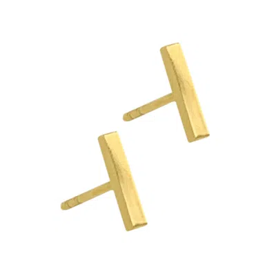 Adornia Tarnish Resistant 14k Gold Plated Bar Studs In Yellow