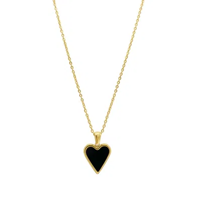 Adornia Tarnish Resistant 14k Gold Plated Black Heart Necklace