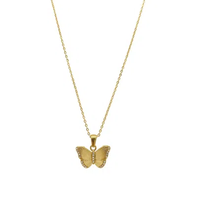 Adornia Tarnish Resistant 14k Gold Plated Butterfly Pendant Necklace