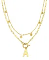 Adornia Tarnish Resistant 14k Gold-plated Confetti And Paperclip Layered Initial Toggle Necklace In Gold
