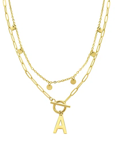 Adornia Tarnish Resistant 14k Gold-plated Confetti And Paperclip Layered Initial Toggle Necklace