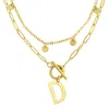 Adornia Tarnish Resistant 14k Gold Plated Confetti And Paperclip Layered Initial Toggle Necklace In Gold