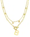Adornia Tarnish Resistant 14k Gold-plated Confetti And Paperclip Layered Initial Toggle Necklace In Gold- B