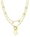 Adornia Tarnish Resistant 14k Gold-plated Confetti And Paperclip Layered Initial Toggle Necklace In Gold- D