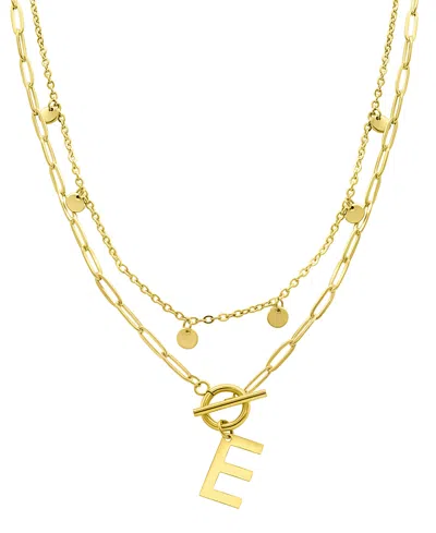 ADORNIA TARNISH RESISTANT 14K GOLD-PLATED CONFETTI AND PAPERCLIP LAYERED INITIAL TOGGLE NECKLACE