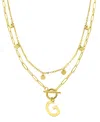 Adornia Tarnish Resistant 14k Gold-plated Confetti And Paperclip Layered Initial Toggle Necklace In Gold- G
