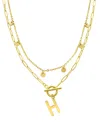 Adornia Tarnish Resistant 14k Gold-plated Confetti And Paperclip Layered Initial Toggle Necklace In Gold- H