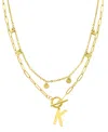 Adornia Tarnish Resistant 14k Gold-plated Confetti And Paperclip Layered Initial Toggle Necklace In Gold- K
