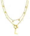 Adornia Tarnish Resistant 14k Gold-plated Confetti And Paperclip Layered Initial Toggle Necklace In Gold- L