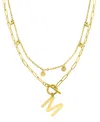 Adornia Tarnish Resistant 14k Gold-plated Confetti And Paperclip Layered Initial Toggle Necklace In Gold- M
