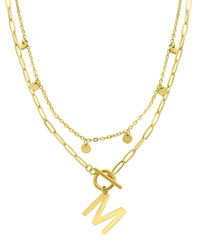 Adornia Tarnish Resistant 14k Gold-plated Confetti And Paperclip Layered Initial Toggle Necklace In Gold- M