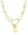 Adornia Tarnish Resistant 14k Gold-plated Confetti And Paperclip Layered Initial Toggle Necklace In Gold- N